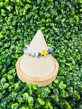 Gold Cross Bead Bracelet (blue/white)